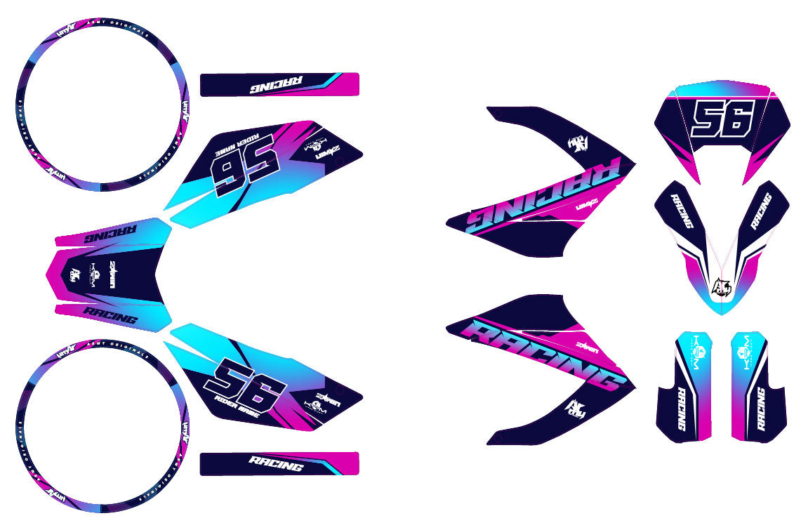 50cc Graphics kit Masai Razer 50 SM 2012-2025 Crazy Pink