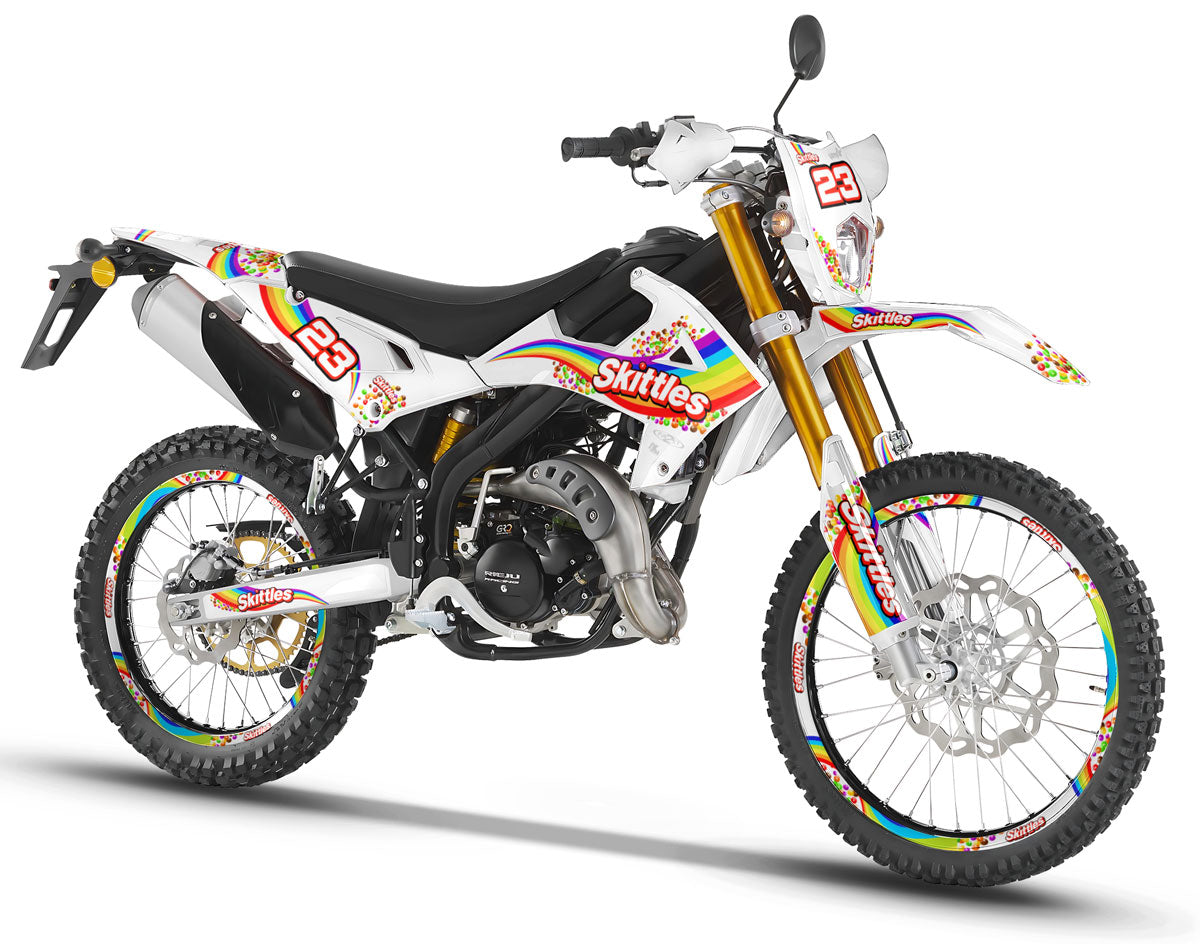 Kit déco Rieju MRT Off-Road 50cc 2022-2025 Skittles | autocollants moto | personnalisation 50cc | armysctv