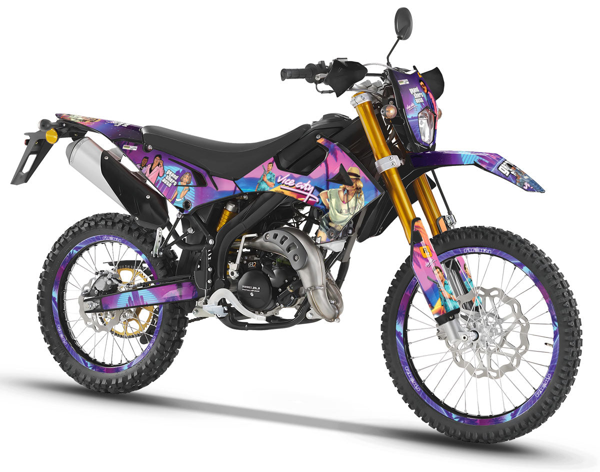 Kit déco Rieju MRT Off-Road 50cc 2022-2025 Vice City | autocollants moto | personnalisation 50cc | armysctv