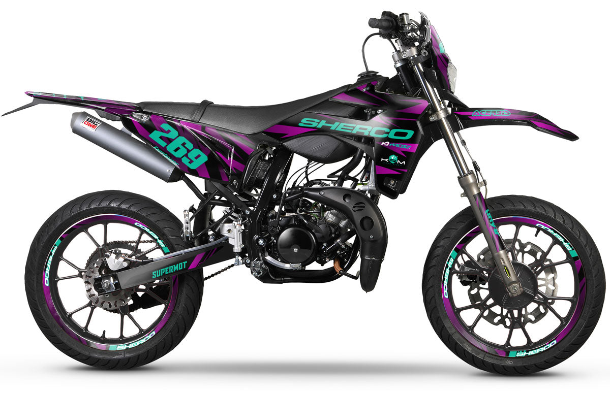 Kit pegatinas Sherco 50cc 2017-2025 Lluvia Púrpura | pegatinas para moto | personalización 50cc | armysctv