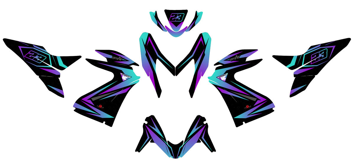 50cc Graphics kit Yamaha Aerox / MBK Nitro 2013-2019 Light | motorcycle stickers | 50cc customization | armysctv
