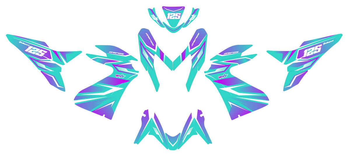 Kit déco 50cc Yamaha Aerox / MBK Nitro 2013-2019 MX Sky | autocollants moto | personnalisation 50cc | armysctv