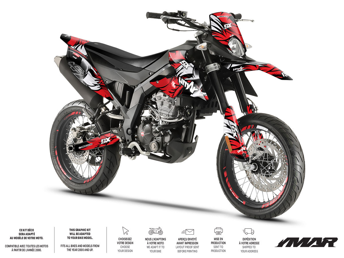 Kit de decoração para mota 125cc Runz - Compatível com Aprilia SX/RX 2018-2023