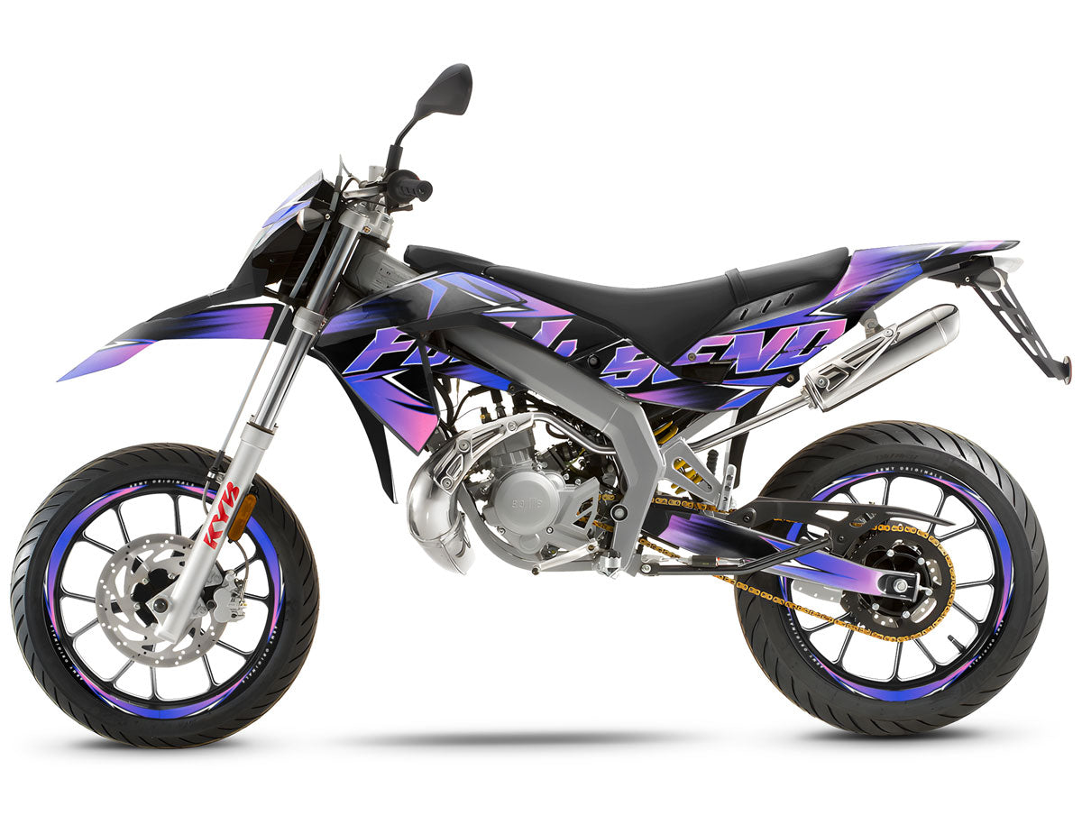 Kit déco 50cc Message Star - Compatible avec Aprilia SX/RX 2006-2017 sur une moto supermotard au design moderne.