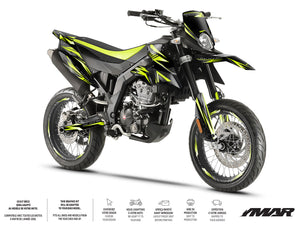 Dekor kit Motorrad 125cc Alpha - Kompatibel mit Aprilia SX/RX 2018-2023 bei Motorrad mit kühlem und sorgfältigem Design.