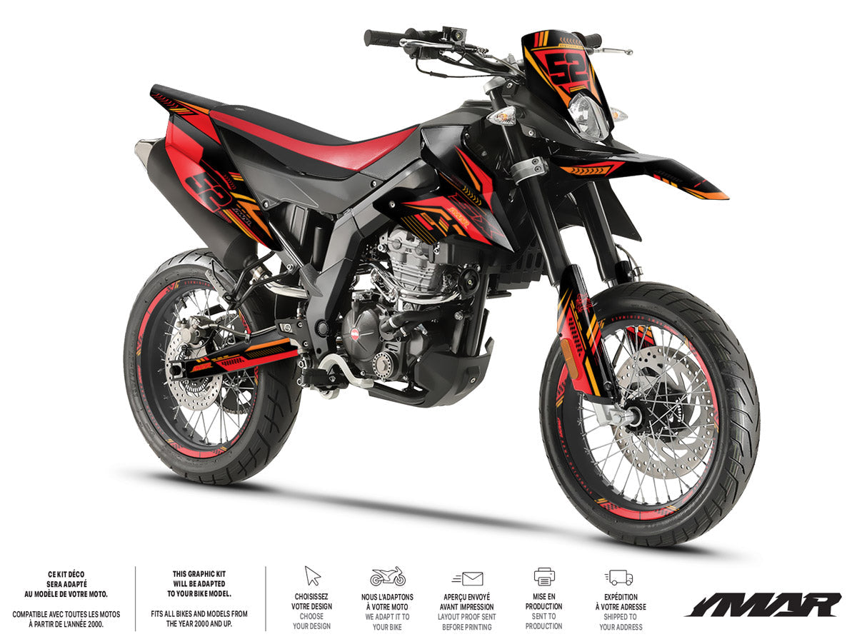 Kit de decoração para mota 125cc Black Cat - Compatível com Aprilia SX/RX 2018-2023