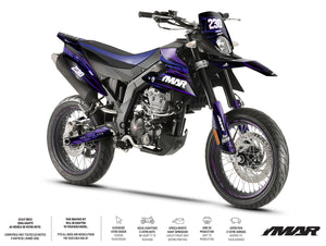 Dekor kit Motorrad 125cc Gold und Platin - Kompatibel mit Aprilia SX/RX 2018-2023 auf einem Supermoto-Motorrad.