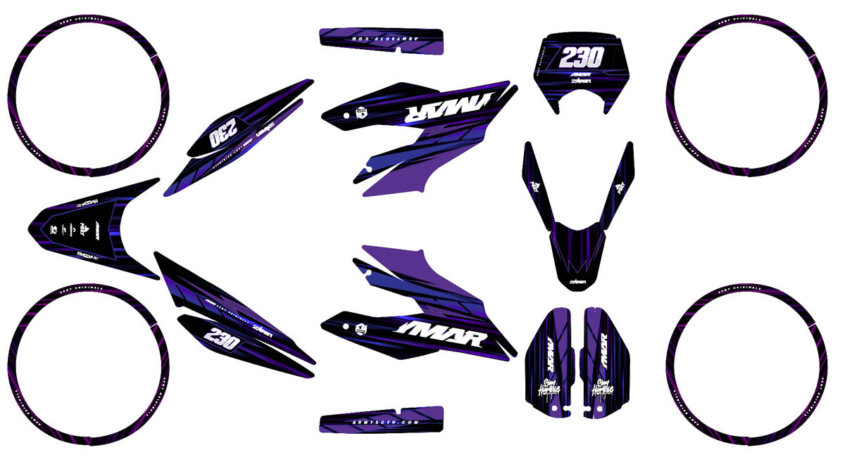 125cc Motorcycle Graphics Kit Gold and Platinum - Compatible with Aprilia SX/RX 2018-2023 in premium vinyl, graphic stickers.