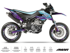 Dekor kit Motorrad 125cc GD Prod - Kompatibel mit Aprilia SX/RX 2018-2023 auf einem Supermoto-Motorrad.