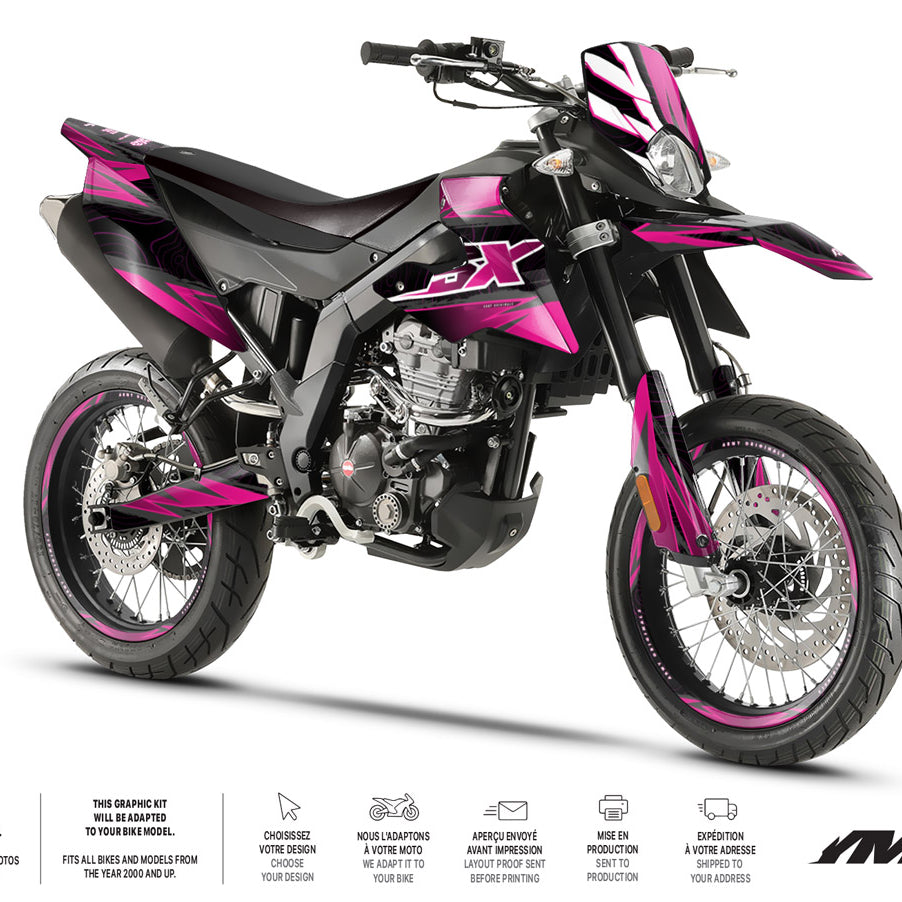 Kit déco moto 125cc Magix - Compatible avec Aprilia SX/RX 2018-2023 sur supermotard avec design moderne.