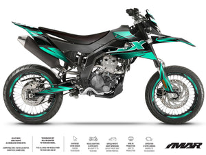 Dekor kit Motorrad 125cc Magix - Kompatibel mit Aprilia SX/RX 2018-2023 auf einem modernen Supermoto-Motorrad.