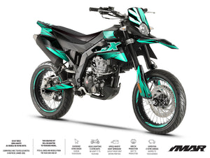 Dekor kit Motorrad 125cc Magix – Kompatibel mit Aprilia SX/RX 2018-2023 für ein Motorrad im Supermoto-Stil.