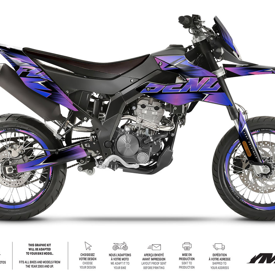 Kit déco moto 125cc Message Star - Compatible avec Aprilia SX/RX 2018-2023 sur une moto sportive stylée.