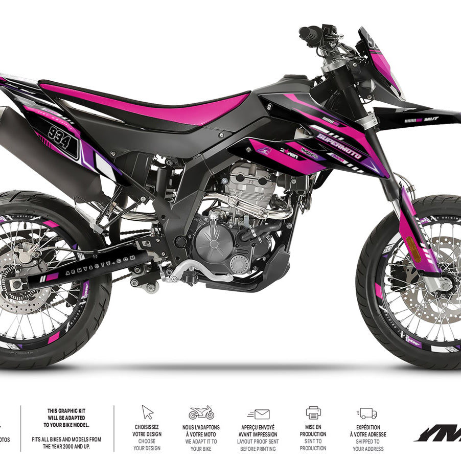 Kit déco moto 125cc Nerine - Compatible avec Aprilia SX/RX 2018-2023 sur moto avec décorations modernes.