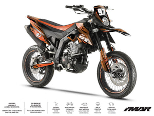 Dekor kit Motorrad 125cc Redfast - Kompatibel mit Aprilia SX/RX 2018-2023 mit orange-schwarzem Design