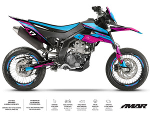 Dekor kit Motorrad 125cc Synth - Kompatibel mit Aprilia SX/RX 2018-2023 für Sportmotorräder mit farbenfrohem Design.