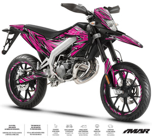 Dekor kit Motorrad 50cc Cutvector - Kompatibel mit Aprilia SX/RX 2018-2025 für Supermotard-Motorrad mit modernem Grafikdesign.