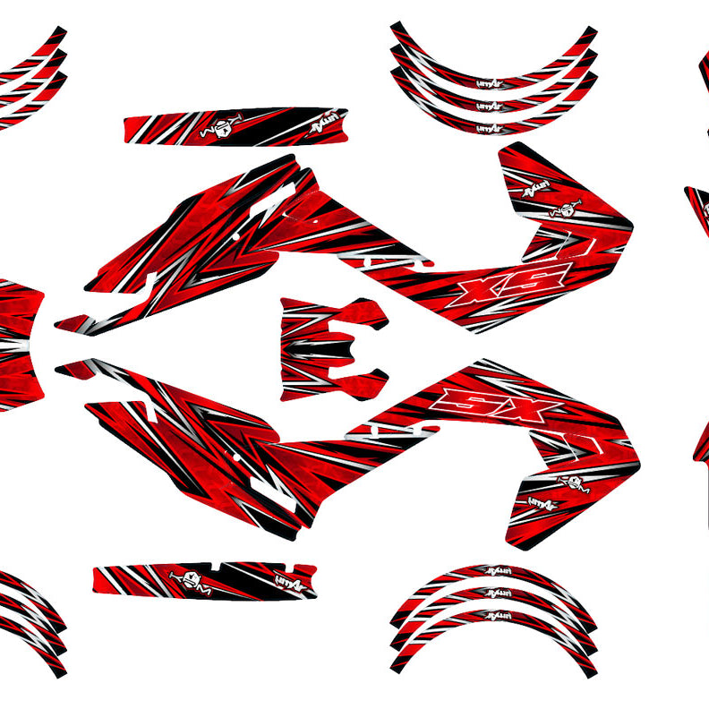 Kit déco moto 50cc Cutvector - Compatible avec Aprilia SX/RX 2018-2025, design moderne et lignes graphiques percutantes.