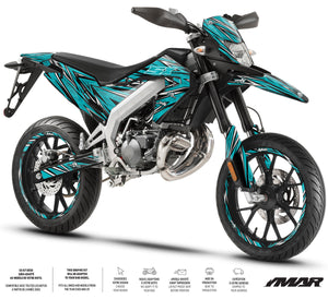 Dekor kit Motorrad 50cc Cutvector - Kompatibel mit Aprilia SX/RX 2018-2025 auf einem stilisierten Supermoto.