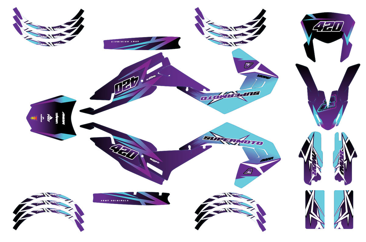 Kit déco moto 50cc GD Prod - Compatible avec Aprilia SX/RX 2018-2025, autocollants et stickers moto graphiques.