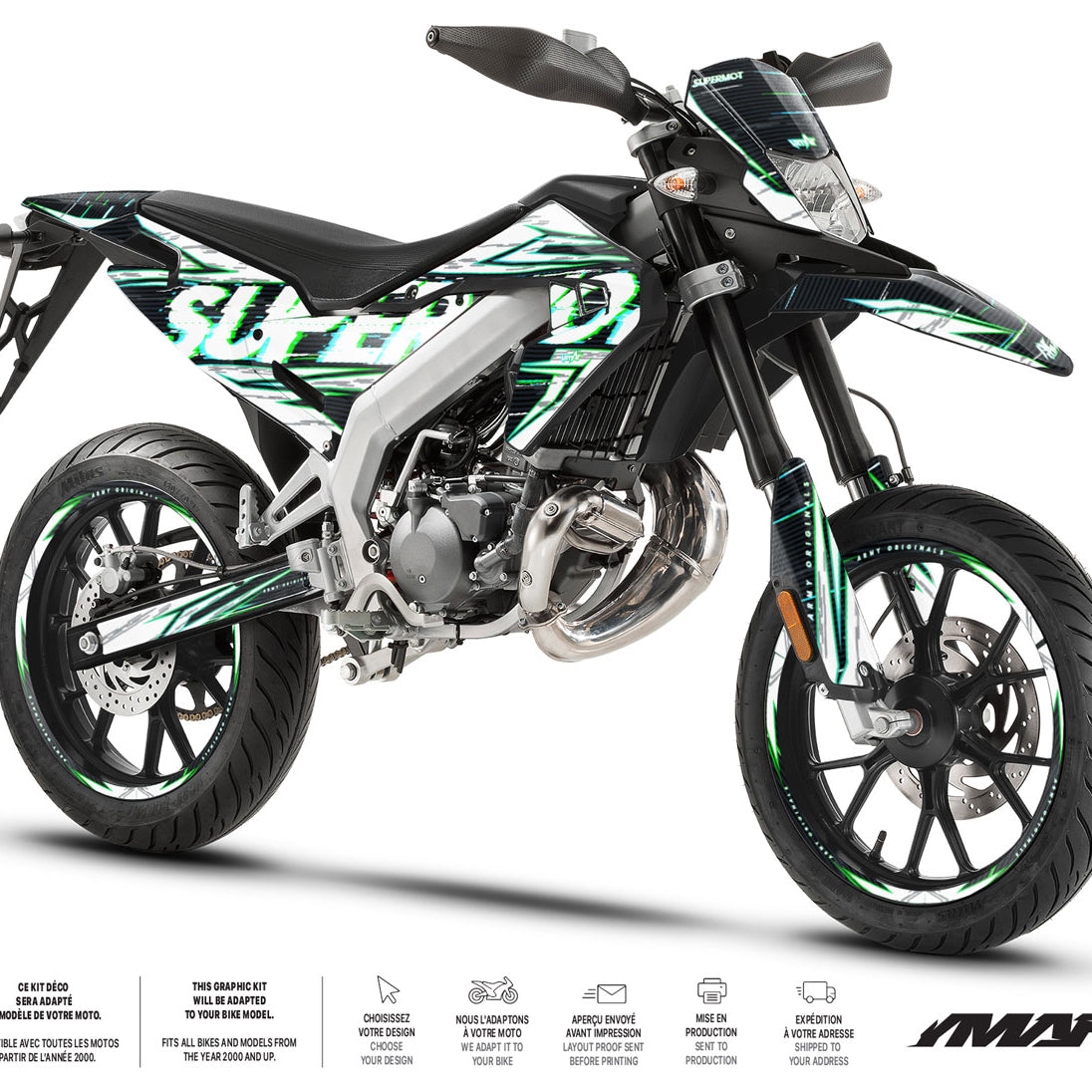 Kit déco moto 50cc MR Anderson - Compatible avec Aprilia SX/RX 2018-2025 sur supermotard