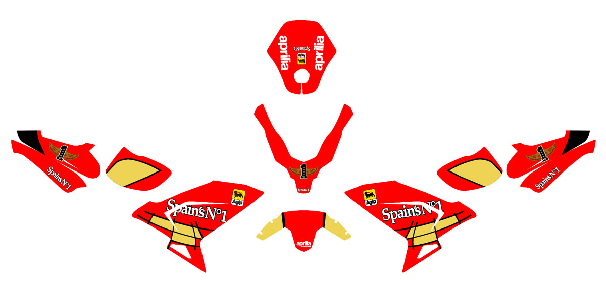 Kit déco Aprilia RS 50cc 2006-2012 Spains 1 | autocollants moto | personnalisation 50cc | armysctv