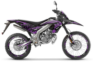 Kit pegatinas Aprilia RX 50cc 2018-2025 Zerena para moto moderna con diseño violeta y negro.