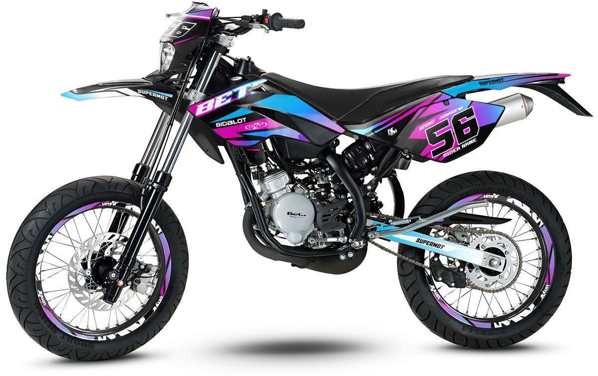 Dekor kit Beta RR 50 Motard 2006-2010 Verrücktes Pink | Motorradaufkleber | Personalisierung 50cc | armysctv