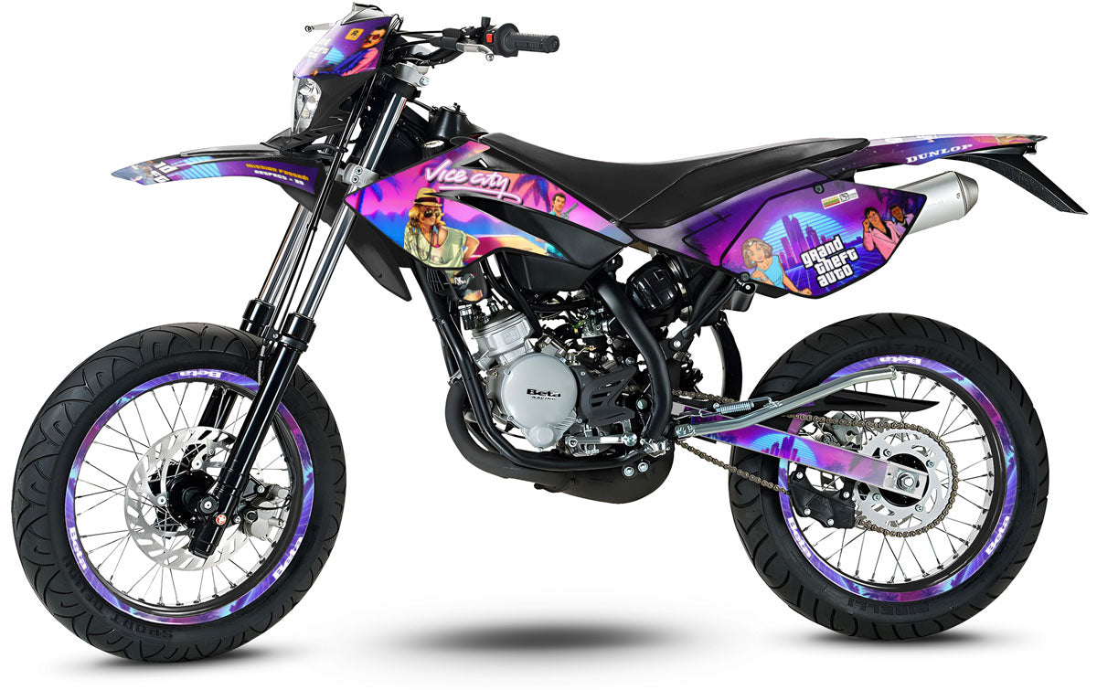 Kit pegatinas Beta RR 50 Motard 2006-2010 GTA Vice City | pegatinas para moto | personalización 50cc | armysctv