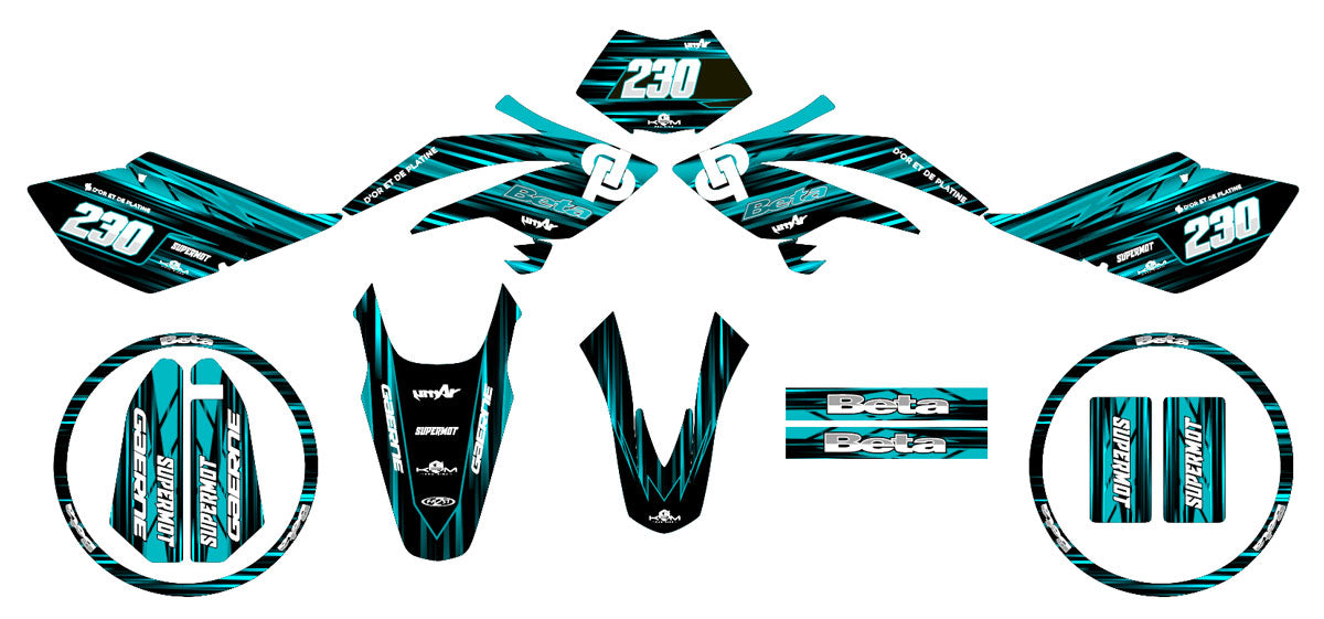 Dekor kit Beta RR 50 Motard 2006-2010 Gold und Platin | Motorradaufkleber | Personalisierung 50cc | armysctv