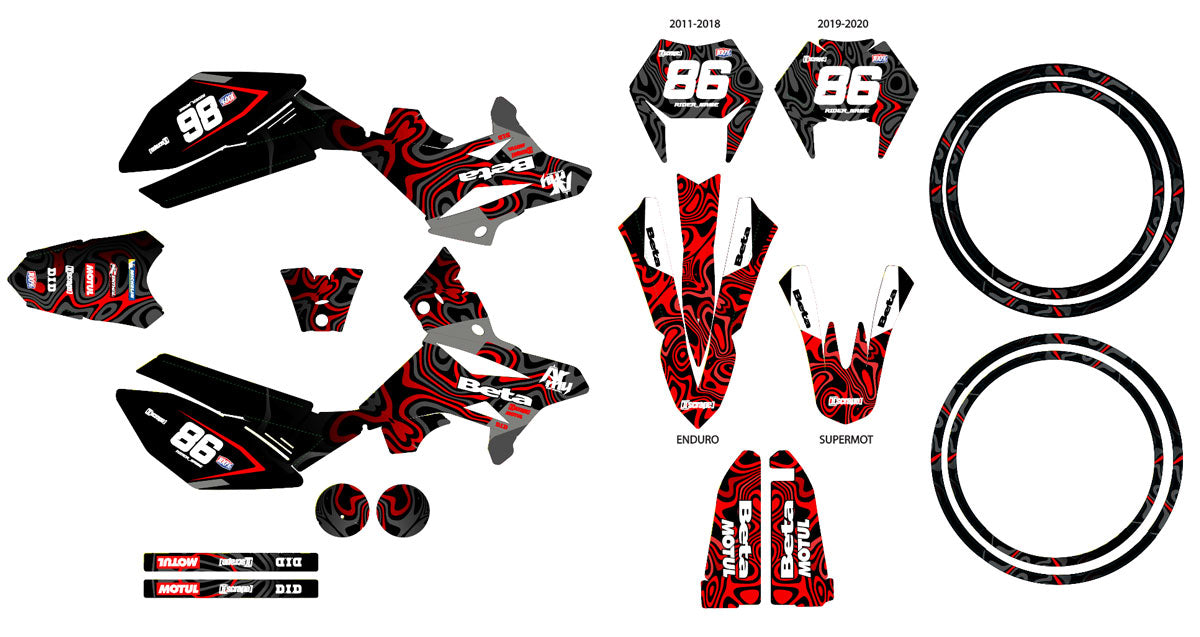 Dekor kit Beta RR 50cc Rennsport 2011-2020 Wellen | Motorradaufkleber | Personalisierung 50cc | armysctv