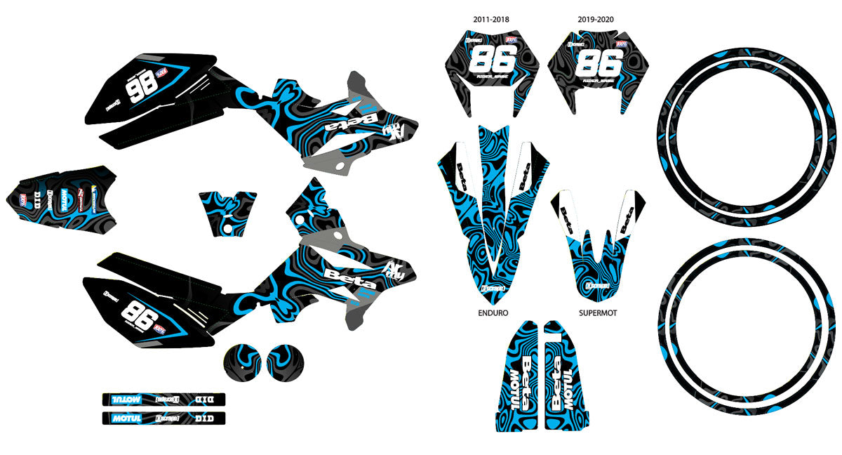Dekor kit Beta RR 50cc Rennsport 2011-2020 Wellen | Motorradaufkleber | Personalisierung 50cc | armysctv