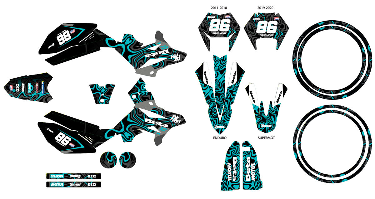 Dekor kit Beta RR 50cc Rennsport 2011-2020 Wellen | Motorradaufkleber | Personalisierung 50cc | armysctv
