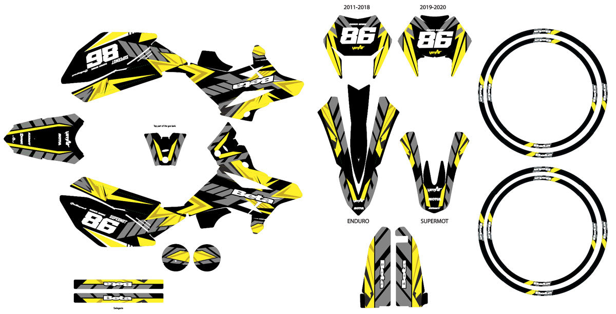 Kit déco Beta RR 50cc Racing 2011-2020 Army Frost | autocollants moto | personnalisation 50cc | armysctv