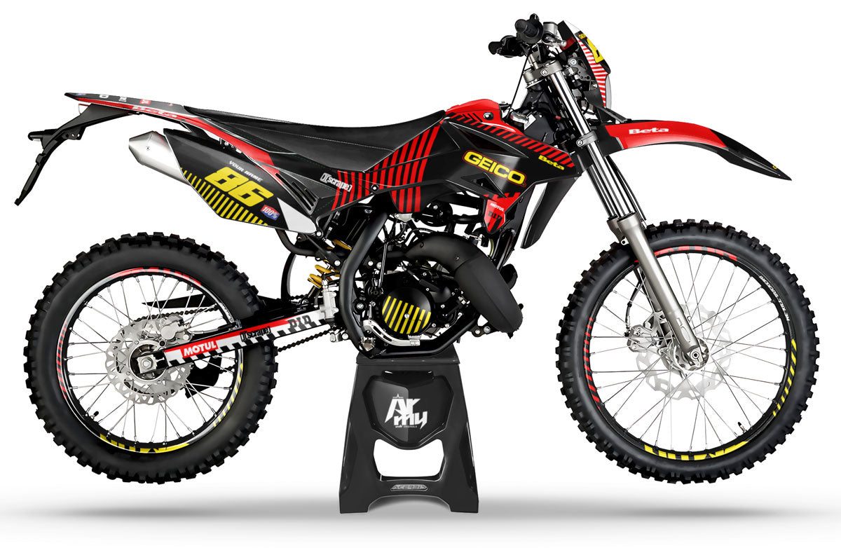 Graphics kit Beta RR 50cc Racing 2011-2020 Geico | motorcycle stickers | 50cc customization | armysctv