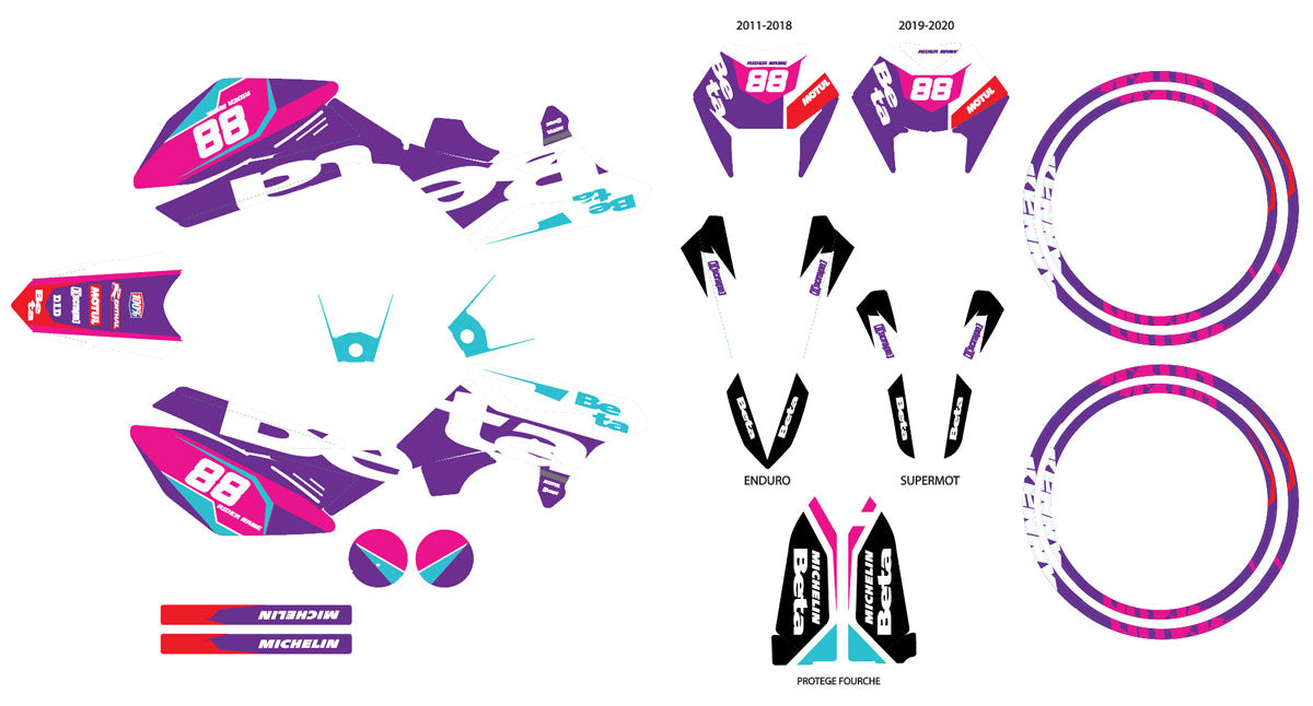 Kit déco Beta RR 50cc Racing 2011-2020 Army Kainam | autocollants moto | personnalisation 50cc | armysctv