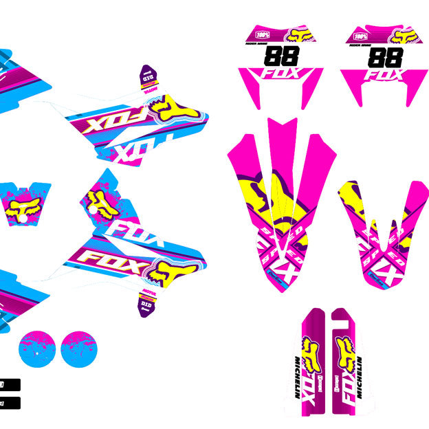 Kit pegatinas Beta RR 50cc Racing 2011-2020 Pink Fox | pegatinas para moto | personalización 50cc | armysctv