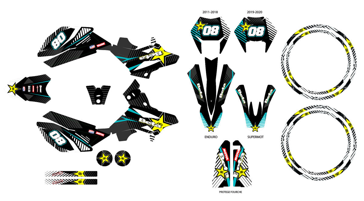 Kit déco Beta RR 50cc Racing 2011-2020 Rockstar | autocollants moto | personnalisation 50cc | armysctv