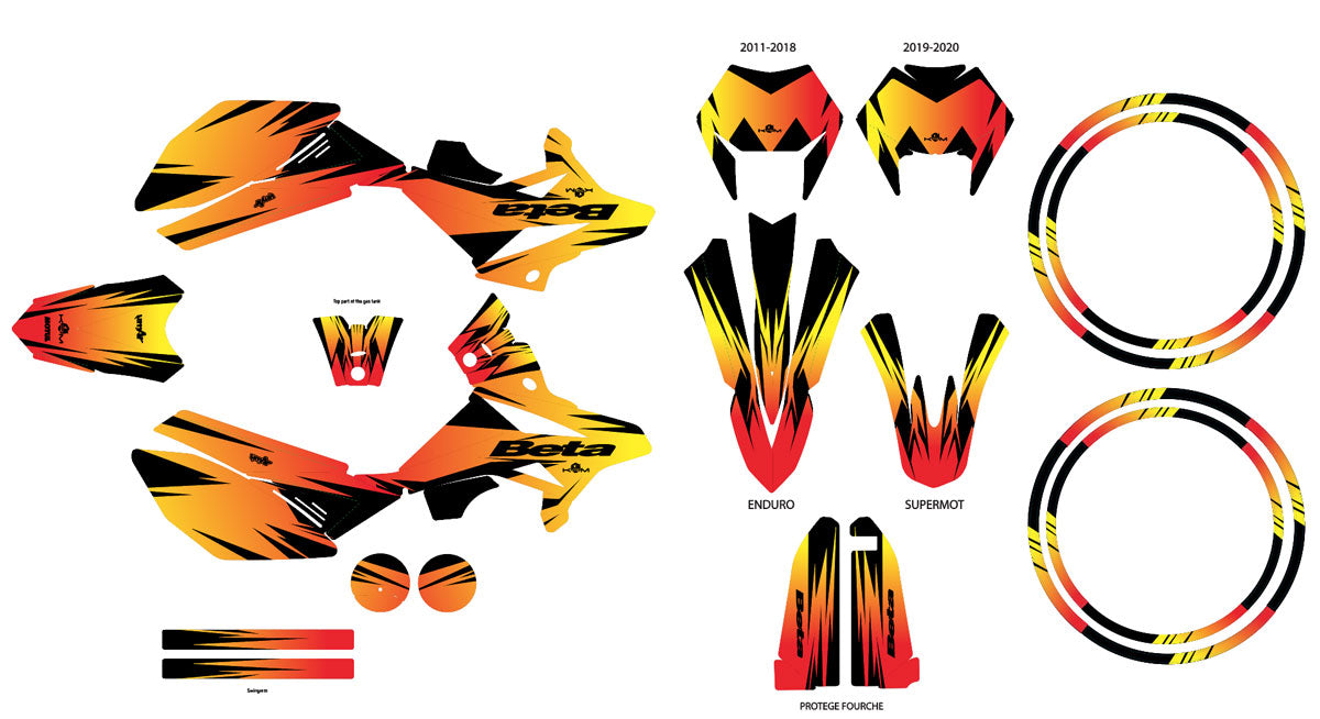 Deko-sett Beta RR 50cc Racing 2011-2020 X-Fast | motorsykkelklistremerker | tilpasning 50cc | armysctv
