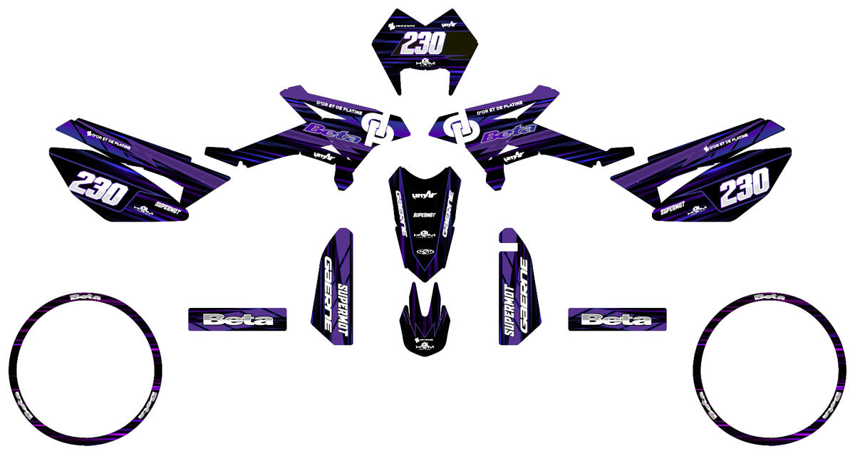 Dekor kit Beta RR 50 Motard 2011-2020 Gold und Platin | Motorradaufkleber | Personalisierung 50cc | armysctv