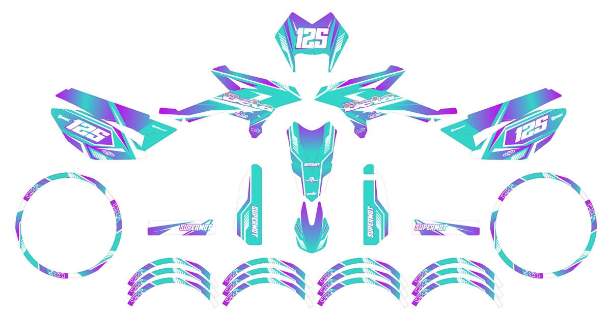 Graphics kit Beta RR 50 Motard 2011-2020 MX Sky | motorcycle stickers | 50cc customization | armysctv