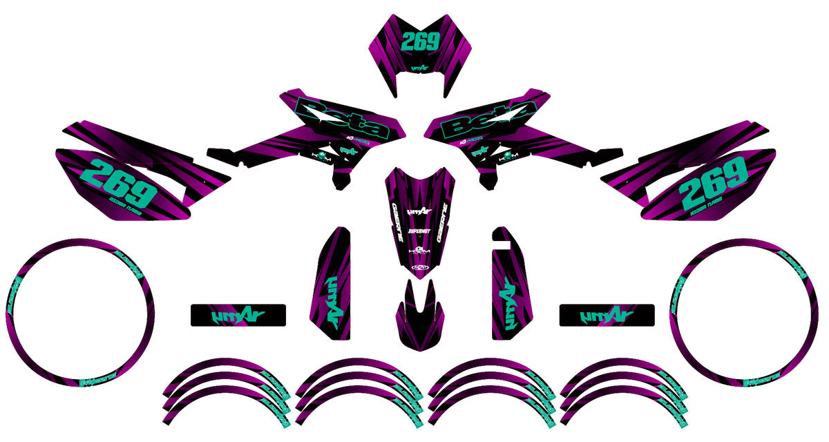 Kit déco Beta RR 50 Motard 2011-2020 Purple Rain | autocollants moto | personnalisation 50cc | armysctv