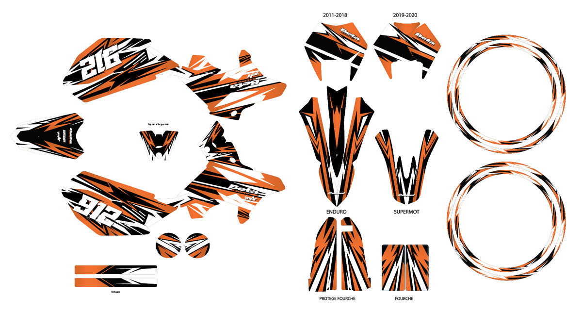 Kit pegatinas Beta RR 50 Motard 2011-2020 Skyprem | pegatinas para moto | personalización 50cc | armysctv