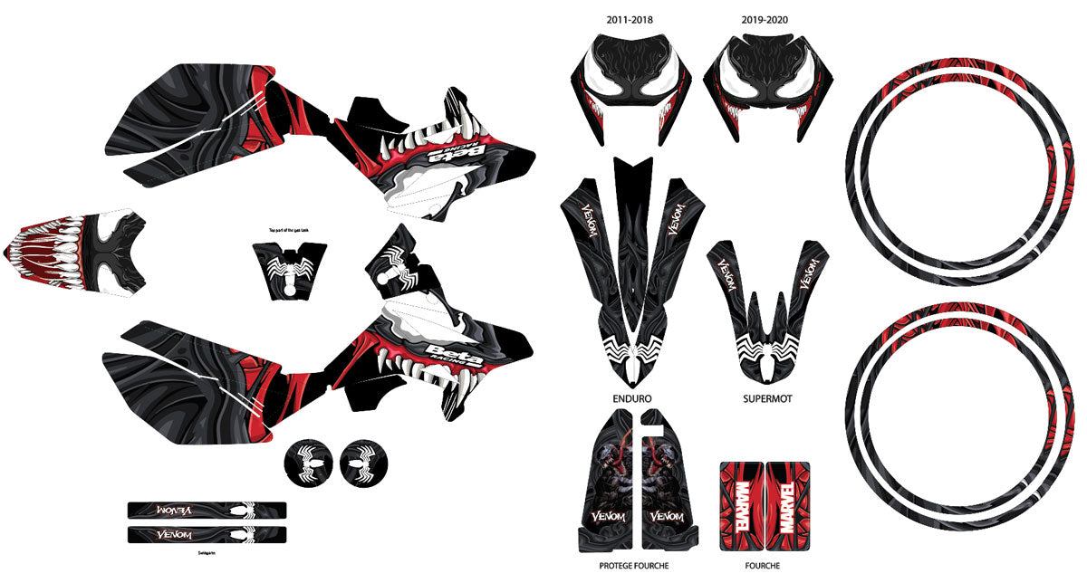 Kit déco Beta RR 50 Motard 2011-2020 Venom | autocollants moto | personnalisation 50cc | armysctv
