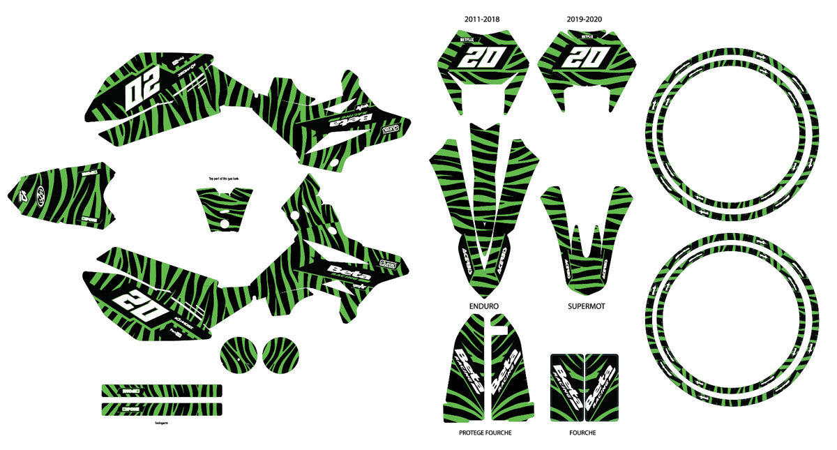 Kit déco Beta RR 50 Motard 2011-2020 Zebra style | autocollants moto | personnalisation 50cc | armysctv