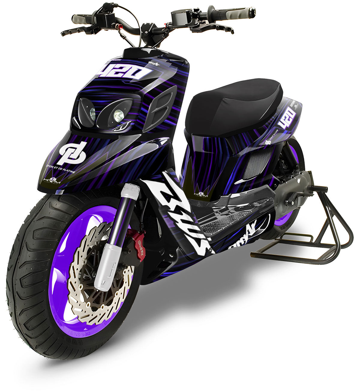 Kit déco MBK Booster RX BCD/Yamaha BW's RX BCD D'or et de Platine | autocollants moto | personnalisation 50cc | armysctv