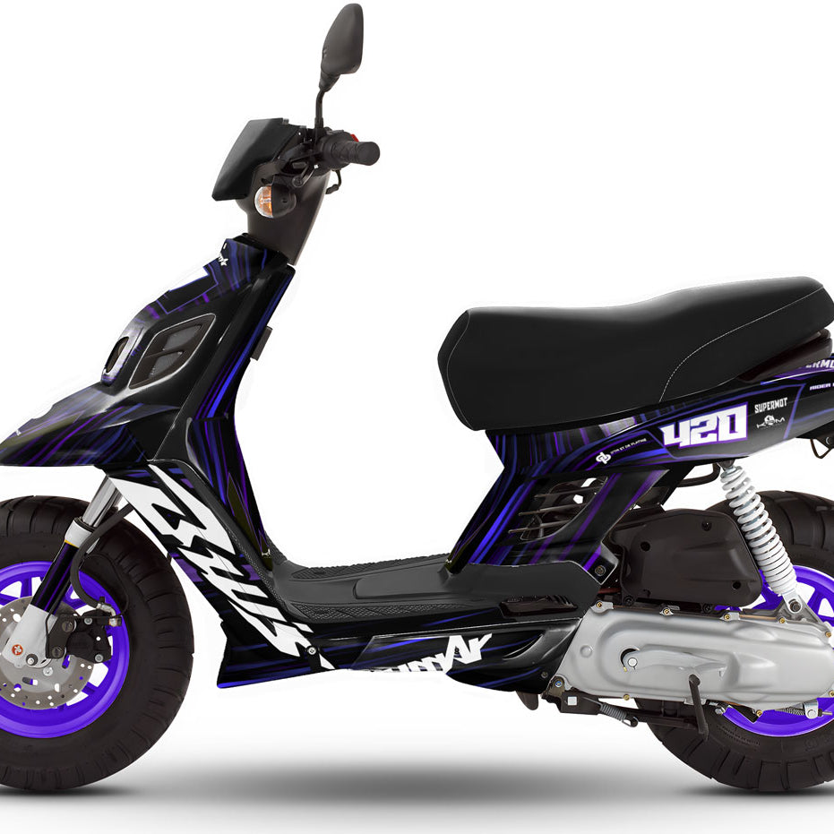 Kit déco MBK Booster RX BCD/Yamaha BW's RX BCD D'or et de Platine | autocollants moto | personnalisation 50cc | armysctv
