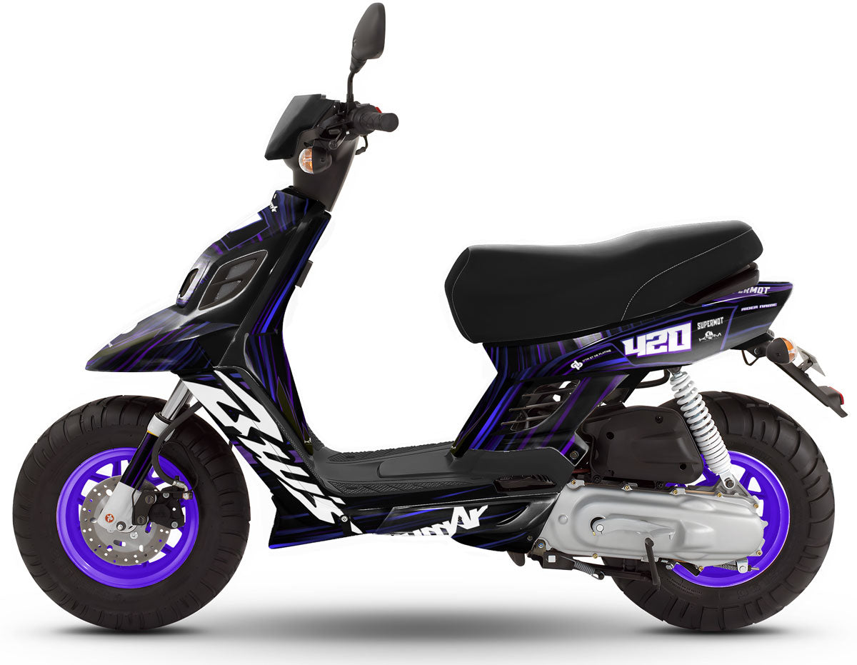 Kit déco MBK Booster RX BCD/Yamaha BW's RX BCD D'or et de Platine | autocollants moto | personnalisation 50cc | armysctv