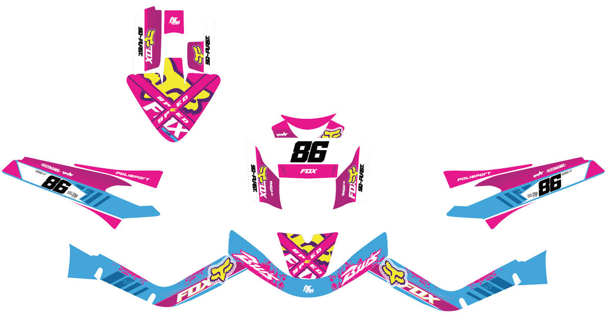Kit déco 50cc MBK Booster / Yamaha BW's 2004-2018 Pink Fox | autocollants moto | personnalisation 50cc | armysctv