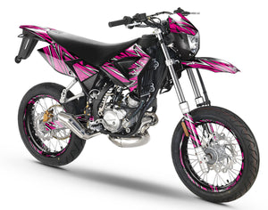 Dekor kit 50cc CPI SMX 2005-2015 Cutvector-Design auf einem Supermoto-Motorrad.
